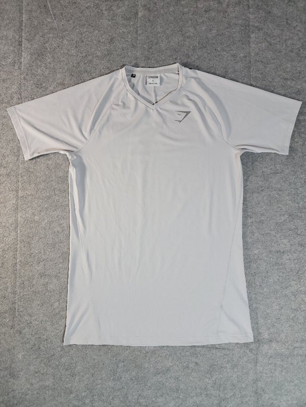Gymshark Veer Light Grey V-Neck Athletic Workout Performance T-Shirt Men's Small